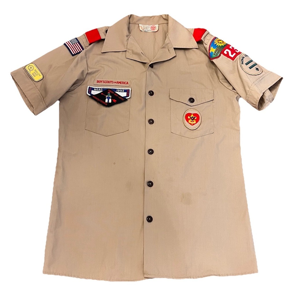 Vintage Boy Scouts of America‎ Uniform Shirt Mens Sm Kanza Council Patrol Leader
